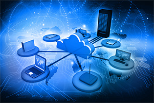a digital rendering of a cloud computer setup
